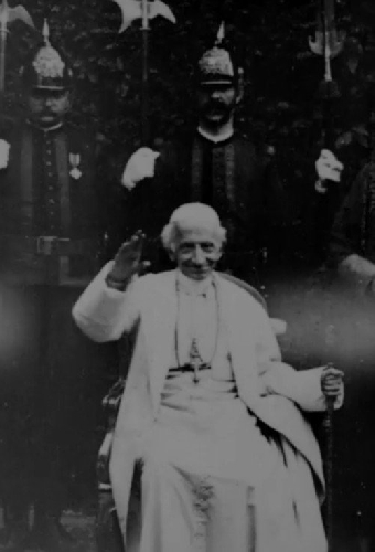 Pope Leo XIII Being Seated Bestowing Blessing